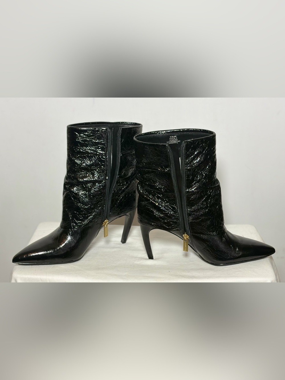 Vince Camuto Blaira Black Crinkle Patent
Leather Pointed Toe Ankle Booties, 6M - Picture 10 of 16